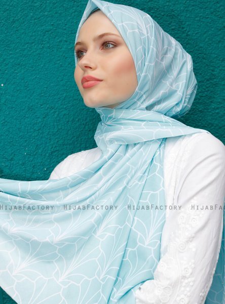 Pariza - Hellgrün Gemustertes Hijab