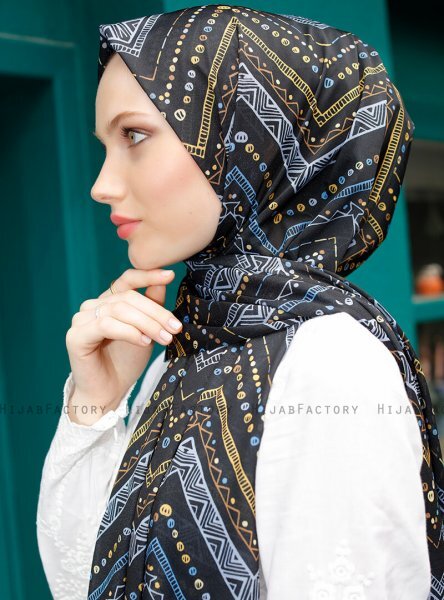 Pariza - Schwarz Kreis Gemustertes Hijab
