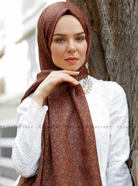 Pareesa - Braun Gemustertes Hijab - Sal Evi