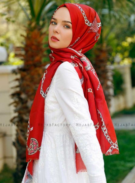 Sameira - Rot Gemustertes Hijab - Sal Evi