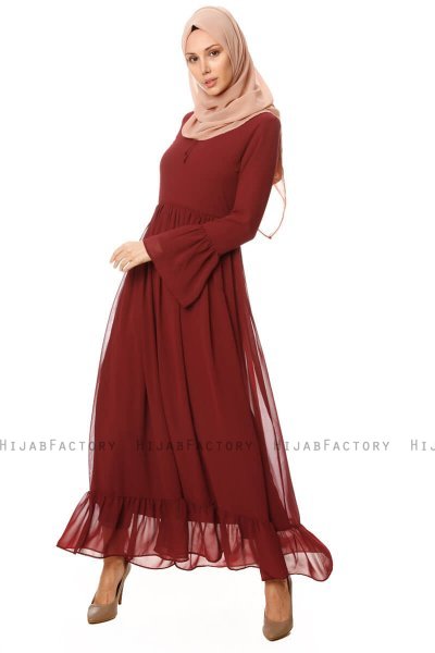 Samiya - Bordeaux Chiffon Kleid - Burun