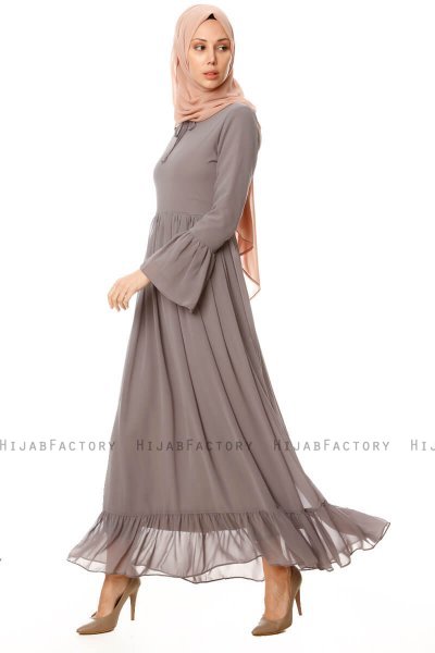 Samiya - Grau Chiffon Kleid - Burun
