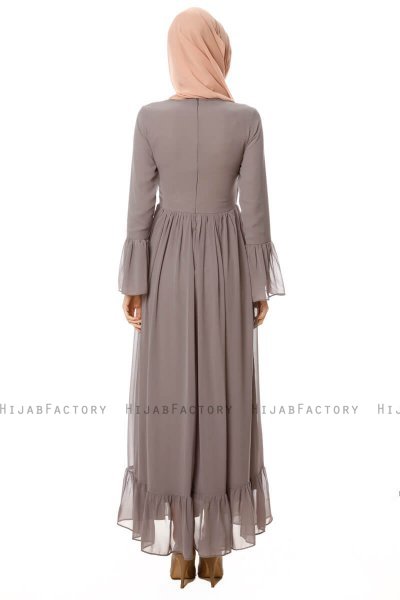 Samiya - Grau Chiffon Kleid - Burun