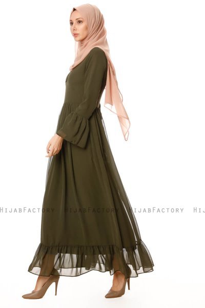 Samiya - Khaki Chiffon Kleid - Burun