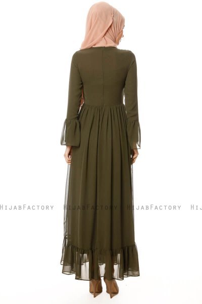 Samiya - Khaki Chiffon Kleid - Burun