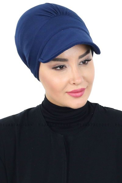 Sandra - Navy Blau Baumwolle Turban - Ayse Turban