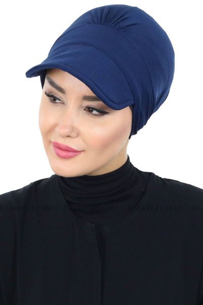 Sandra - Navy Blau Baumwolle Turban - Ayse Turban