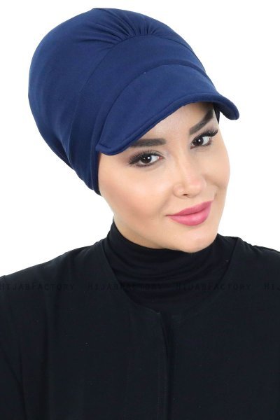 Sandra - Navy Blau Baumwolle Turban - Ayse Turban
