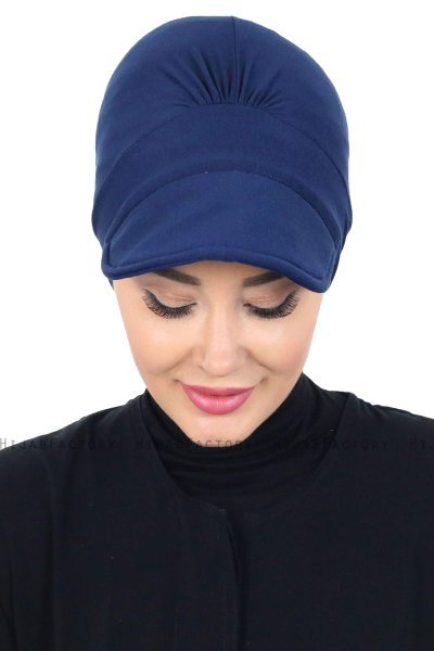 Sandra - Navy Blau Baumwolle Turban - Ayse Turban