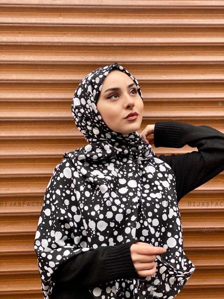 Sham - Schwarz Gemustert Baumwolle Hijab - Mirach