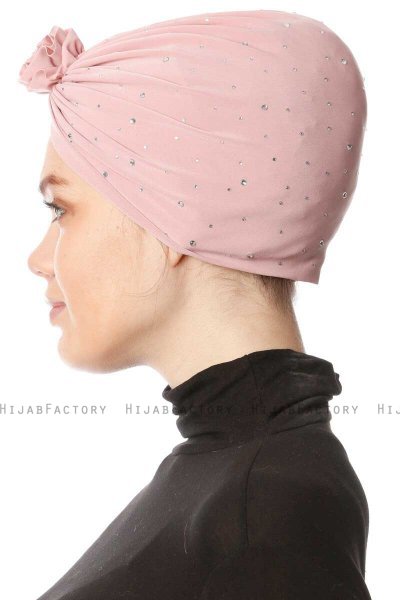 Shereen - Altrosa Crepe Chiffon Turban - Sehr-i Sal
