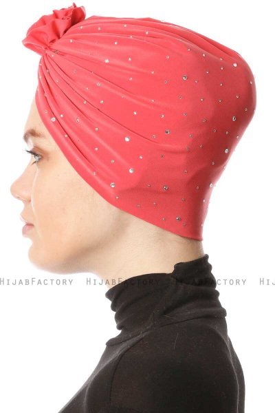 Shereen - Himbeere Crepe Chiffon Turban - Sehr-i Sal