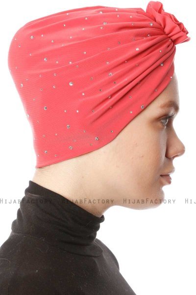 Shereen - Himbeere Crepe Chiffon Turban - Sehr-i Sal
