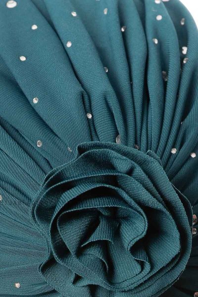 Shereen - Dunkelgrün Crepe Chiffon Turban - Sehr-i Sal