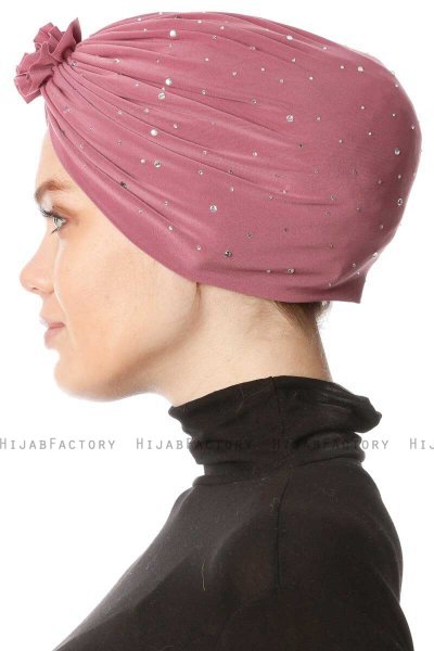 Shereen - Dunkelrosa Crepe Chiffon Turban - Sehr-i Sal
