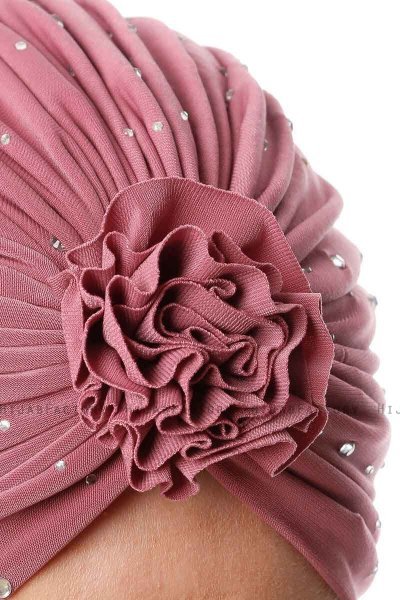 Shereen - Dunkelrosa Crepe Chiffon Turban - Sehr-i Sal