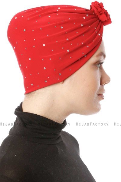 Shereen - Rot Crepe Chiffon Turban - Sehr-i Sal