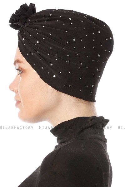 Shereen - Schwarz Crepe Chiffon Turban - Sehr-i Sal