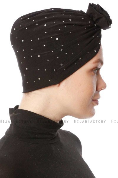Shereen - Schwarz Crepe Chiffon Turban - Sehr-i Sal