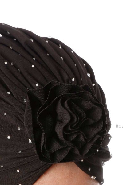 Shereen - Schwarz Crepe Chiffon Turban - Sehr-i Sal