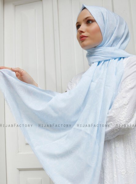 Yumna - Hellblau Gemustertes Hijab