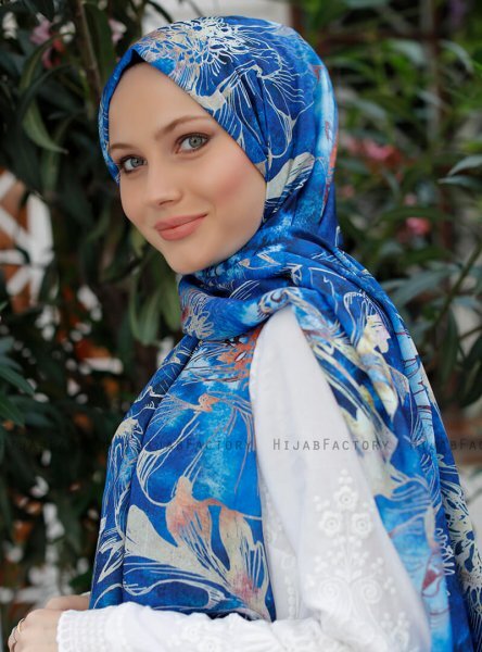 Yumna - Navy Blau Gemustertes Hijab