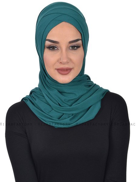 Sofia - Dunkelgrün Baumwolle Praktisch Hijab