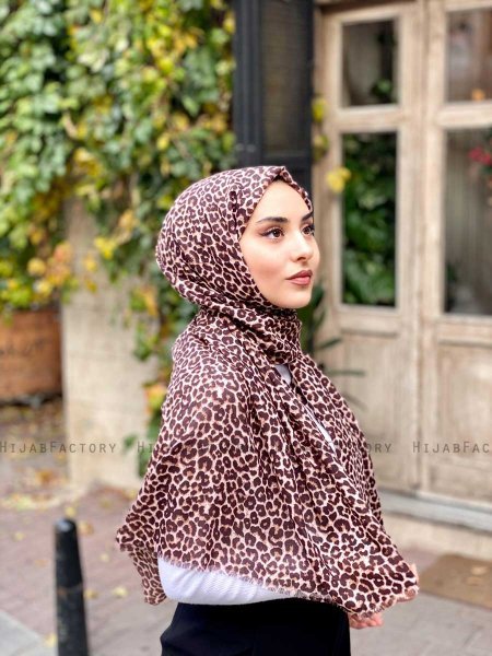 Suha - Braun Leopard Gemustert Baumwolle Hijab