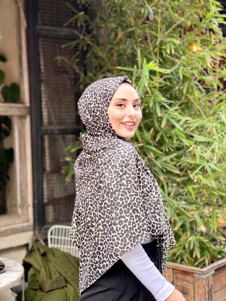 Suha - Khaki Leopard Gemustert Baumwolle Hijab
