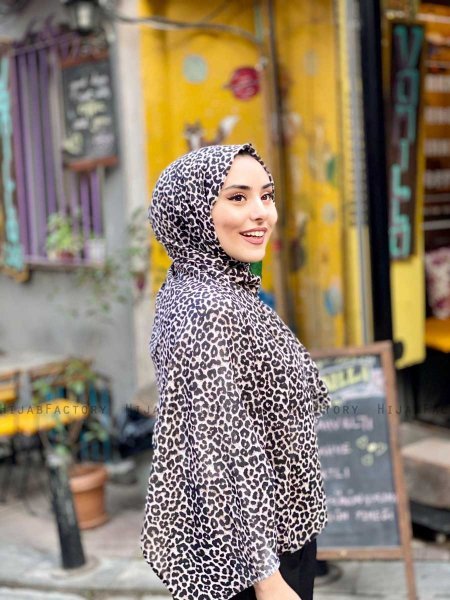 Suha - Taupe Leopard Gemustert Baumwolle Hijab