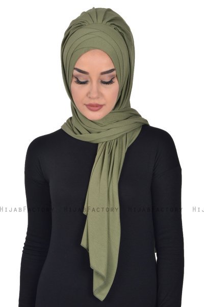 Tamara - Khaki Baumwolle Praktisch Hijab