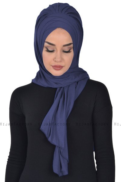 Tamara - Navy Blau Baumwolle Praktisch Hijab