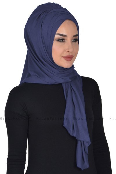Tamara - Navy Blau Baumwolle Praktisch Hijab