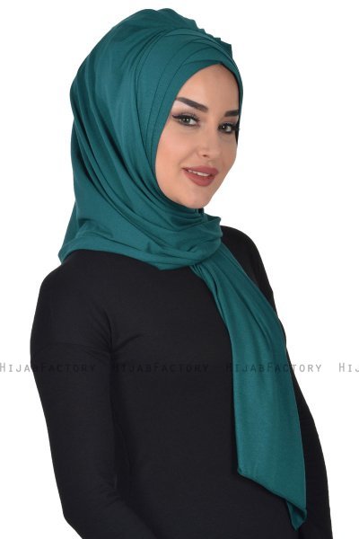 Tamara - Dunkelgrün Baumwolle Praktisch Hijab