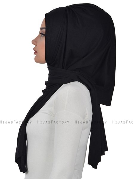 Tamara - Schwarz Baumwolle Praktisch Hijab