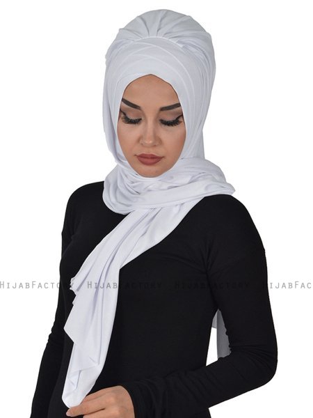 Tamara - Weiß Baumwolle Praktisch Hijab