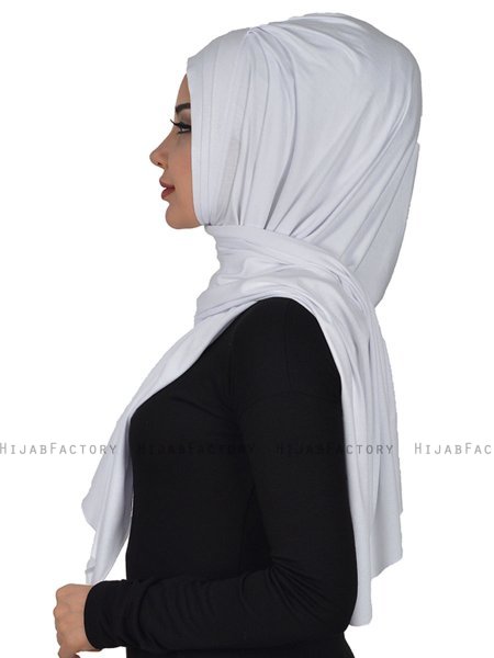 Tamara - Weiß Baumwolle Praktisch Hijab