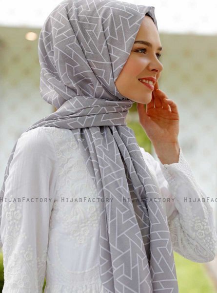 Tharaa - Silber Gemustertes Hijab - Sal Evi