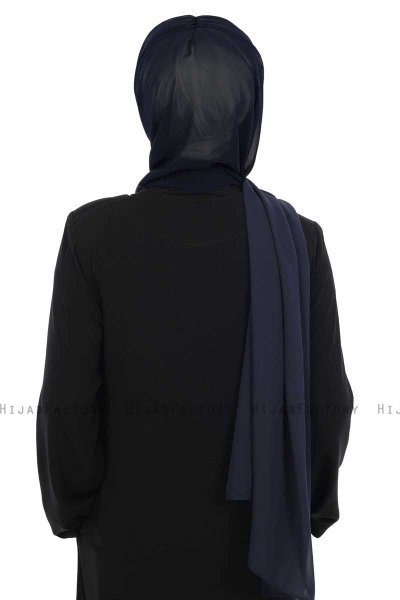 Vera - Creme & Navy Blau Praktisch Chiffon Hijab
