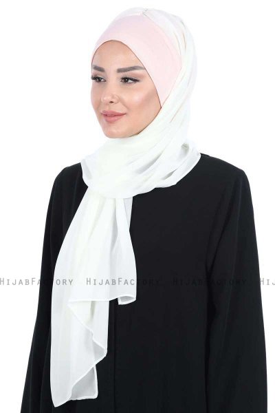 Vera - Altrosa & Creme Praktisch Chiffon Hijab