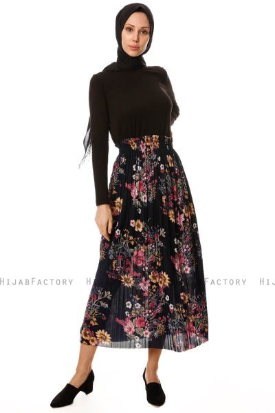 Yamina - Navy Blau Blumenrock - Burun