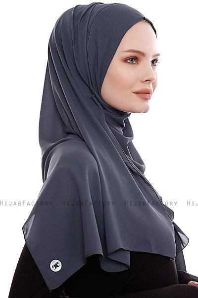 Yara - Anthrazit Praktisch Fertig Crepe Hijab