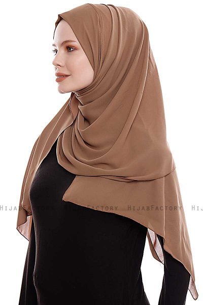 Yara - Braun Praktisch Fertig Crepe Hijab