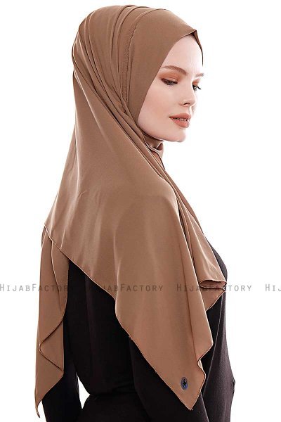 Yara - Braun Praktisch Fertig Crepe Hijab