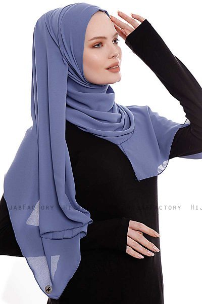 Yara - Indigo Praktisch Fertig Crepe Hijab