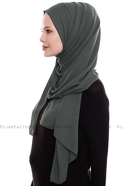 Yara - Khaki Praktisch Fertig Crepe Hijab