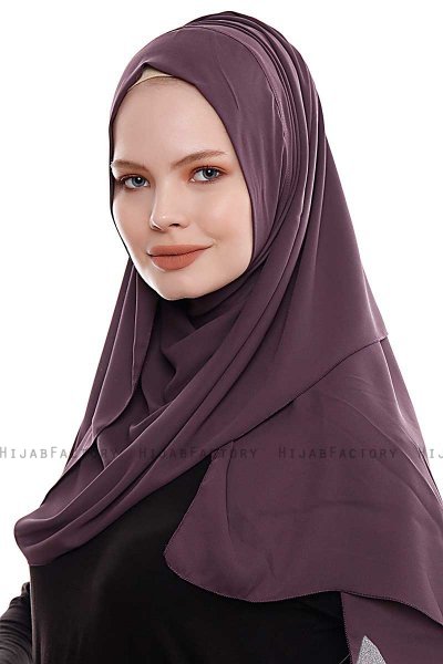 Yara - Lila Praktisch Fertig Crepe Hijab