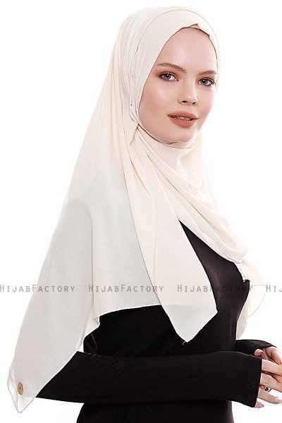 Yara - Leichte Beige Praktisch Fertig Crepe Hijab