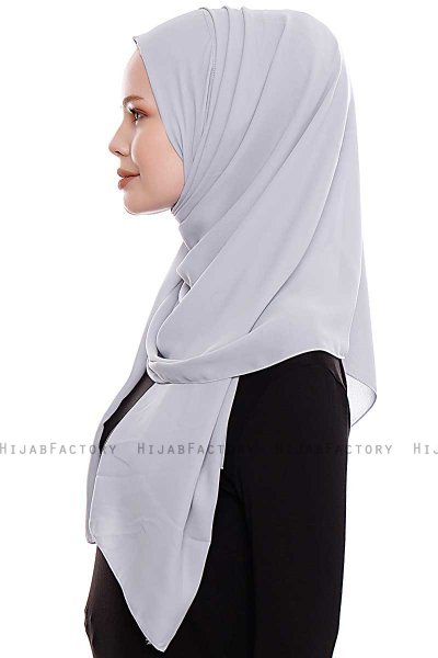 Yara - Hellgrau Praktisch Fertig Crepe Hijab