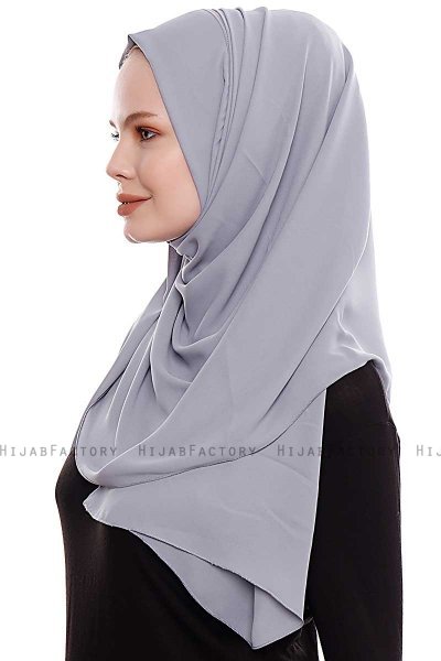 Yara - Dunkelgrau Praktisch Fertig Crepe Hijab